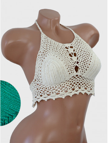 Whispering Flowers: The Tenderness of Bloom - Crochet Bikini Top