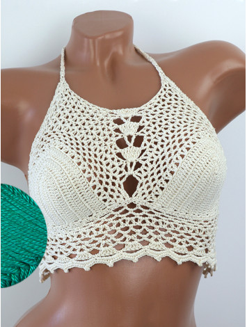 Whispering Flowers: The Tenderness of Bloom - Crochet Bikini Top