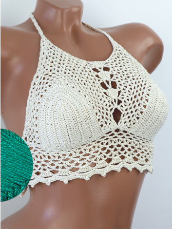 Whispering Flowers: The Tenderness of Bloom - Crochet Bikini Top