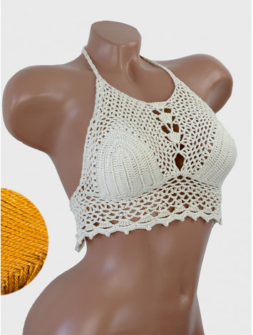 Whispering Flowers: The Tenderness of Bloom - Crochet Bikini Top