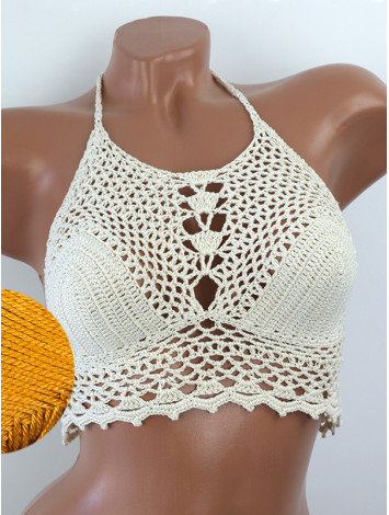 Whispering Flowers: The Tenderness of Bloom - Crochet Bikini Top
