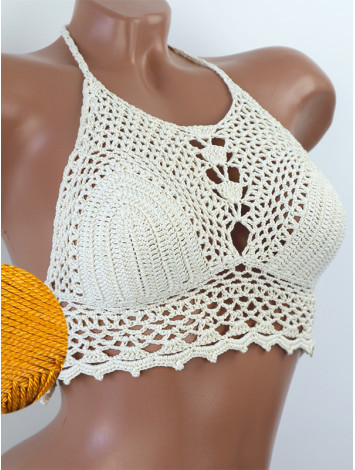 Whispering Flowers: The Tenderness of Bloom - Crochet Bikini Top