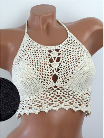 Whispering Flowers: The Tenderness of Bloom - Crochet Bikini Top