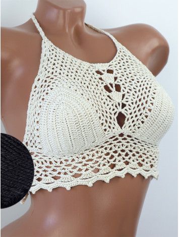 Whispering Flowers: The Tenderness of Bloom - Crochet Bikini Top