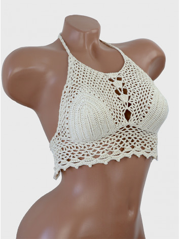 Whispering Flowers: The Tenderness of Bloom - Crochet Bikini Top