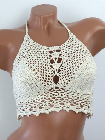 Whispering Flowers: The Tenderness of Bloom - Crochet Bikini Top