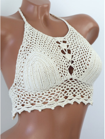 Whispering Flowers: The Tenderness of Bloom - Crochet Bikini Top