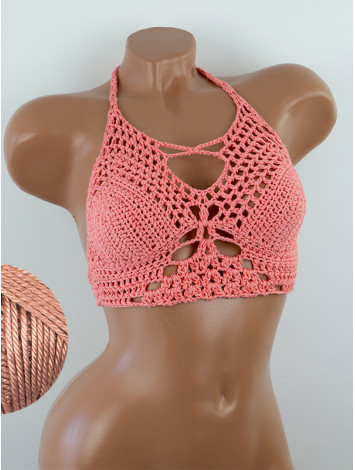 Diamond Net: Lace-Up Cinched - Топ В'язаний Гачком