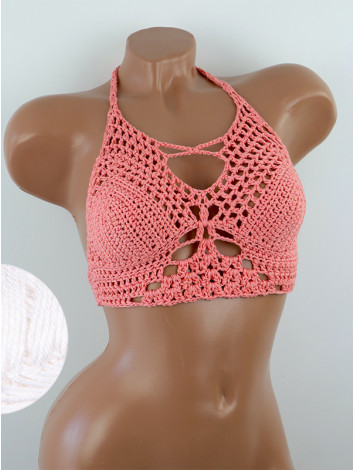 Diamond Net: Lace-Up Cinched - Топ В'язаний Гачком