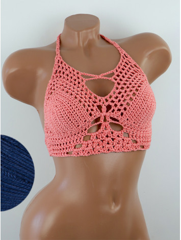 Diamond Net: Lace-Up Cinched - Топ В'язаний Гачком