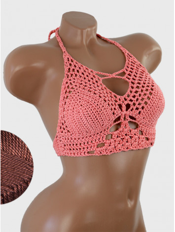 Diamond Net: Lace-Up Cinched - Топ В'язаний Гачком