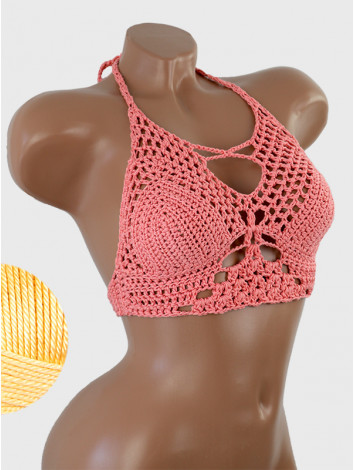 Diamond Net: Lace-Up Cinched - Топ В'язаний Гачком