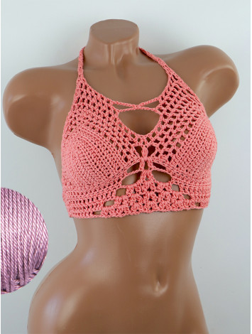 Diamond Net: Lace-Up Cinched - Топ В'язаний Гачком