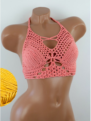 Diamond Net: Lace-Up Cinched - Топ В'язаний Гачком