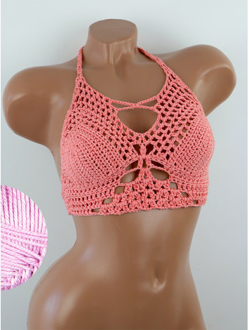 Diamond Net: Lace-Up Cinched - Топ В'язаний Гачком