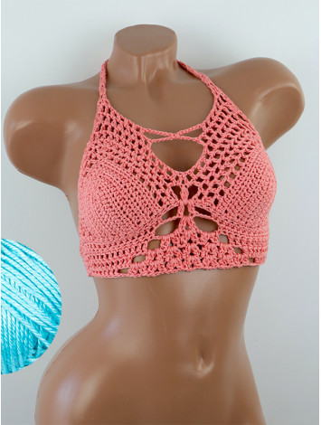 Diamond Net: Lace-Up Cinched - Топ В'язаний Гачком