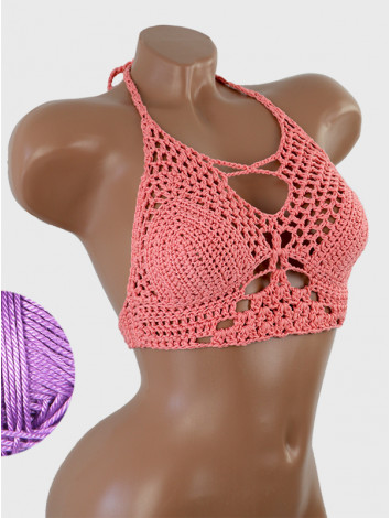 Diamond Net: Lace-Up Cinched - Топ В'язаний Гачком