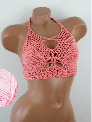 Diamond Net: Lace-Up Cinched - Топ В'язаний Гачком