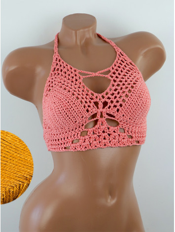 Diamond Net: Lace-Up Cinched - Топ В'язаний Гачком