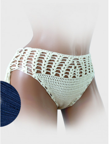 High-Waist Charmer: Cerulean Skies - Низ Бікіні В'язаний Гачком