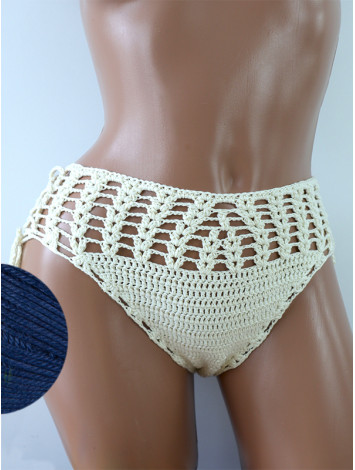 High-Waist Charmer: Cerulean Skies - Низ Бікіні В'язаний Гачком