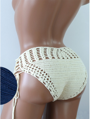 High-Waist Charmer: Cerulean Skies - Низ Бікіні В'язаний Гачком