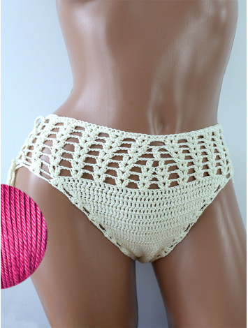 High-Waist Charmer: Cerulean Skies - Низ Бікіні В'язаний Гачком