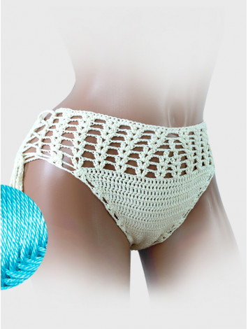 High-Waist Charmer: Cerulean Skies - Низ Бікіні В'язаний Гачком