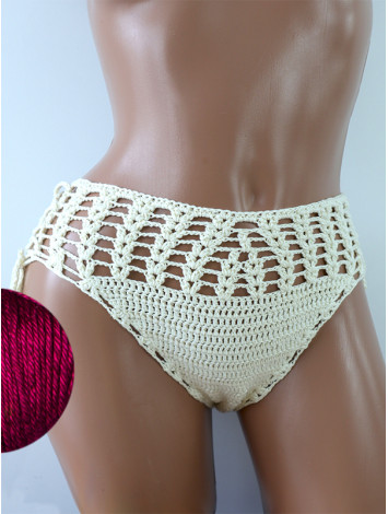 High-Waist Charmer: Cerulean Skies - Низ Бікіні В'язаний Гачком