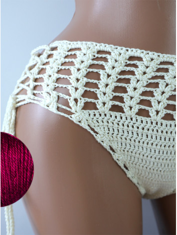 High-Waist Charmer: Cerulean Skies - Низ Бікіні В'язаний Гачком