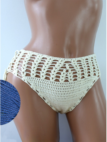 High-Waist Charmer: Cerulean Skies - Низ Бікіні В'язаний Гачком