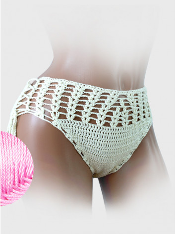 High-Waist Charmer: Cerulean Skies - Низ Бікіні В'язаний Гачком