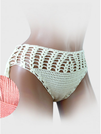 High-Waist Charmer: Cerulean Skies - Низ Бікіні В'язаний Гачком