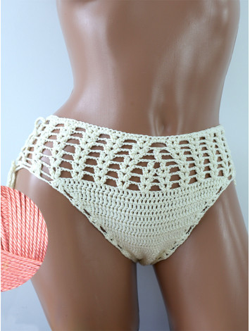 High-Waist Charmer: Cerulean Skies - Низ Бікіні В'язаний Гачком