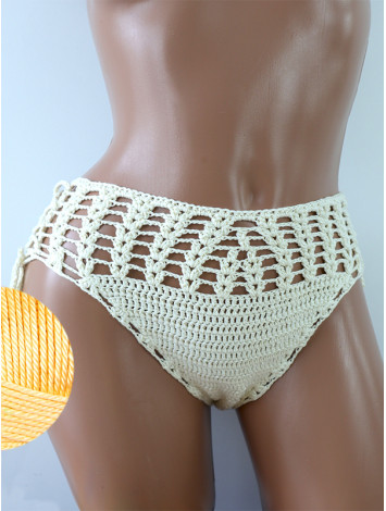 High-Waist Charmer: Cerulean Skies - Низ Бікіні В'язаний Гачком