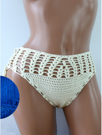High-Waist Charmer: Cerulean Skies - Низ Бікіні В'язаний Гачком