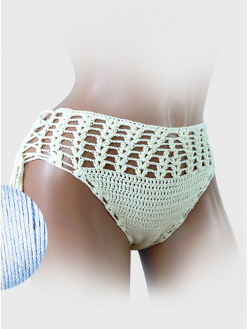 High-Waist Charmer: Cerulean Skies - Низ Бікіні В'язаний Гачком