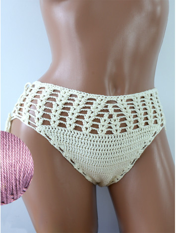 High-Waist Charmer: Cerulean Skies - Низ Бікіні В'язаний Гачком