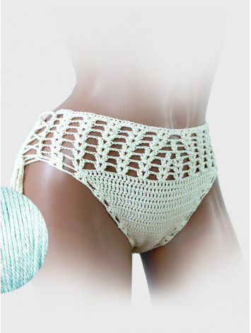 High-Waist Charmer: Cerulean Skies - Низ Бікіні В'язаний Гачком