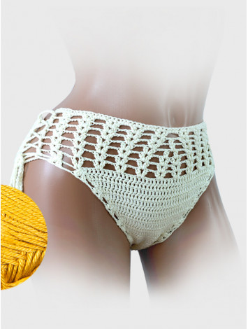 High-Waist Charmer: Cerulean Skies - Низ Бікіні В'язаний Гачком