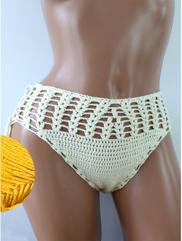 High-Waist Charmer: Cerulean Skies - Низ Бікіні В'язаний Гачком