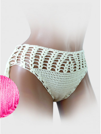 High-Waist Charmer: Cerulean Skies - Низ Бікіні В'язаний Гачком