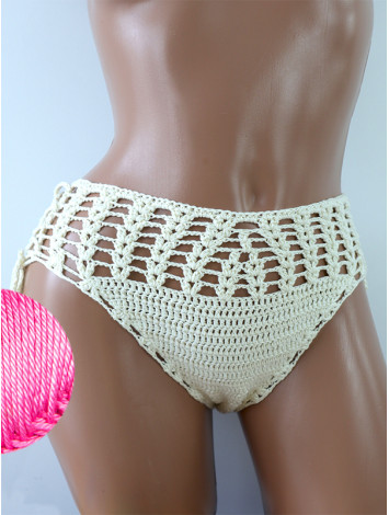 High-Waist Charmer: Cerulean Skies - Низ Бікіні В'язаний Гачком