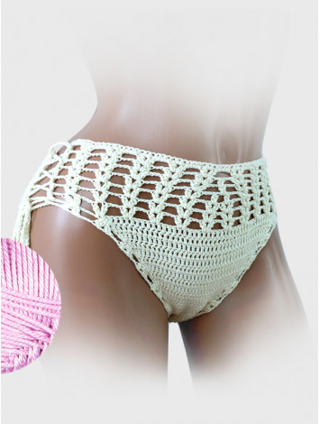 High-Waist Charmer: Cerulean Skies - Низ Бікіні В'язаний Гачком