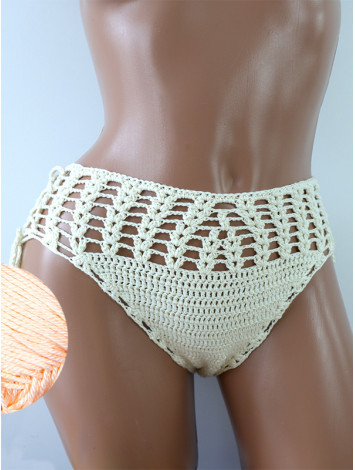 High-Waist Charmer: Cerulean Skies - Низ Бікіні В'язаний Гачком