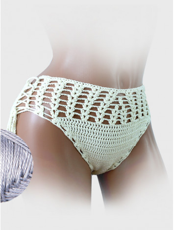 High-Waist Charmer: Cerulean Skies - Низ Бікіні В'язаний Гачком