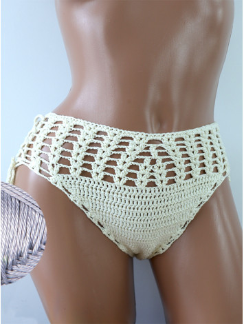 High-Waist Charmer: Cerulean Skies - Низ Бікіні В'язаний Гачком