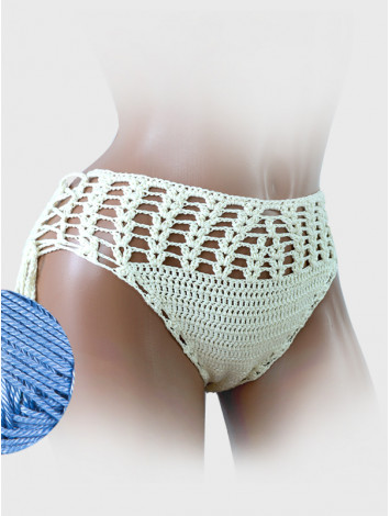 High-Waist Charmer: Cerulean Skies - Низ Бікіні В'язаний Гачком