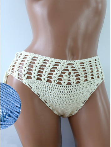 High-Waist Charmer: Cerulean Skies - Низ Бікіні В'язаний Гачком