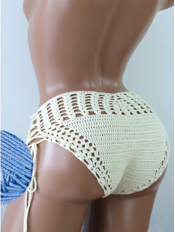 High-Waist Charmer: Cerulean Skies - Низ Бікіні В'язаний Гачком